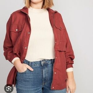 Women's Utility Jacket in Coral Pink